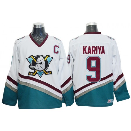Herren Eishockey Anaheim Ducks Mighty Ducks Trikot Paul Kariya 9 CCM Throwback Weiß Authentic